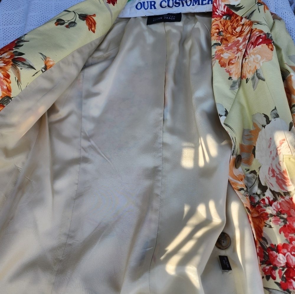 Vintage Linda Allard  Ellen Tracy‎ floral Blazer L - Picture 15 of 16